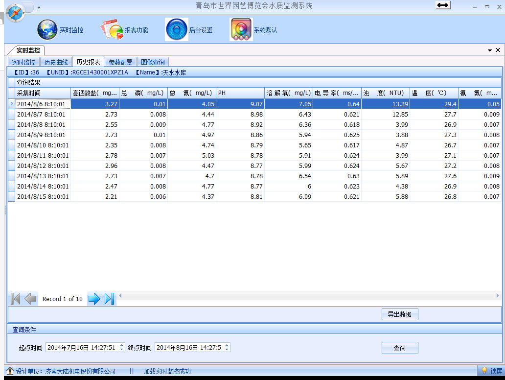 水質監測系統云平臺管理表格